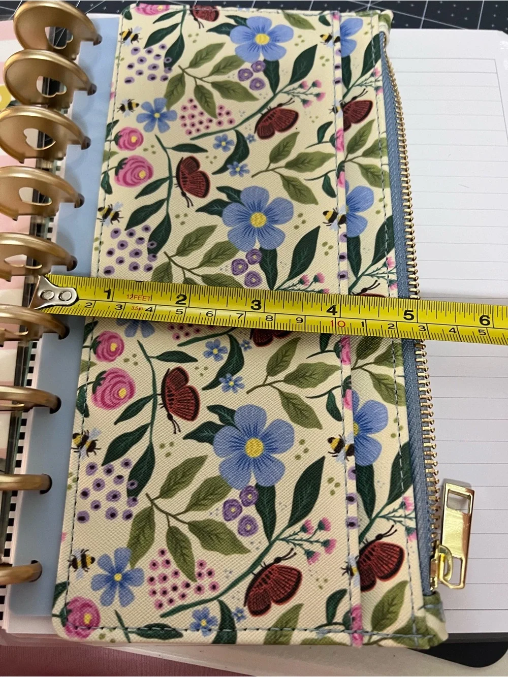 The Happy Planner Floral Zip Organizer Wallet in Cream, Blue, Pink, Green